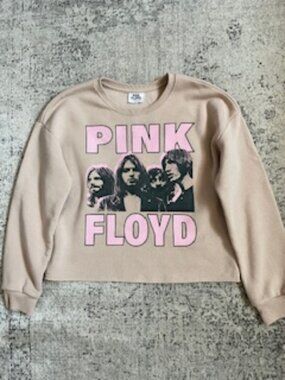 🧡3/15 PINK FLOYD Pullover Sweatshirt Pink Beige Girls L 10-12